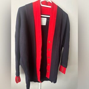 Sandro Two-tone cardi-coat with layered effect cardigan